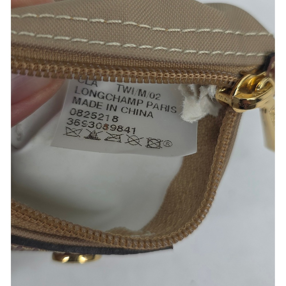 Longchamp Le Pliage Mini Coin Purse Beige Nylon Leather Trim Pouch 3693089841 - Picture 6 of 6